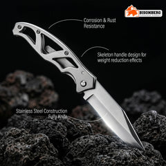 Bisonberg Stainless Steel Folding Pocket Knife | Compact EDC Camping & Outdoor Utility Knife (5.2 Inch)
