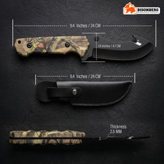 Bisonberg Tactical Fixed Blade Hunting Knife with Sheath | Outdoor Camping & Survival Knife
