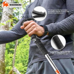 Trekking Pole, 65-130 cm Adjustable Height, Collapsible, Lightweight, Anti Shock, Multicolour, Hiking or Walking Sticks, Adjustable for Trekking with In-Build Compass image 2