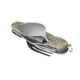 Camping Utensils, Portable Stainless Steel Spoon, Fork, Knife & Bottle Opener Combo Set - Travel, Backpacking Cutlery Multitool, Silver image 0