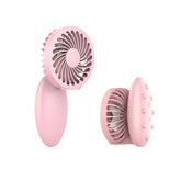 BisonBerg 2-in-1 Clip-On Mini Fan with Massage Pad – Rechargeable Portable Cooling Fan for Desk, Travel & Personal Use (Pink) image 0
