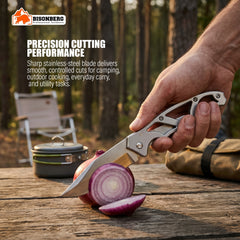 Bisonberg Stainless Steel Folding Pocket Knife | Compact EDC Camping & Outdoor Utility Knife (5.2 Inch)