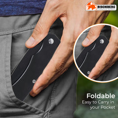 BisonBerg Tactical Folding Pocket Knife – Sleek Black EDC Blade with Safety Lock for Outdoor, Camping & Survival Use image 3
