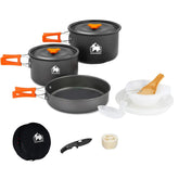 11 Pcs Camping Cookware Set, Mess Kit, Camping Accessories for Outdoor, Camping Utensils with Carry Bag, Camping Bowl Pot Pan Set - Nonstick Aluminum - for 3 People Without Kettle image 0