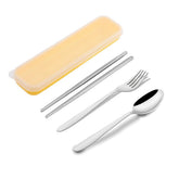 Spoon Set Chopstick, Spoon and Fork Cutlery Set for Women, Men & Kids - Portable Tableware Dining Accessories - Stainless Steel Tableware Set Silver image 0