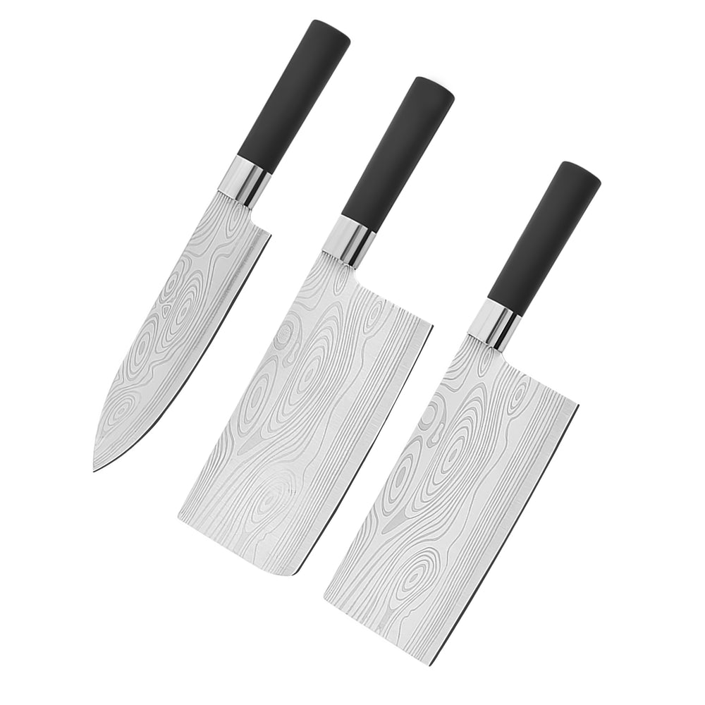 Stainless Steel Professional Kitchen Knife Set, Meat Knife, Chef's Knife with Non-Slip Handle for Home Kitchen and Restaurant 3 Piece Set image 0