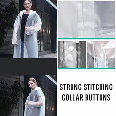 Rain Coat For Men & Women Universal Raincoat Knee Length waterproof hooded translucent eva Multicolour XL image 3