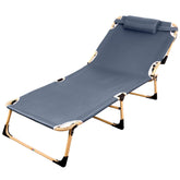 Portable Folding Bed Cot | Adjustable Recliner with Pillow | Multi Position Relax Folding Recliner Chair with Headrest for Camping Outdoor Activities - Alloy Steel, 193x28cm image 0