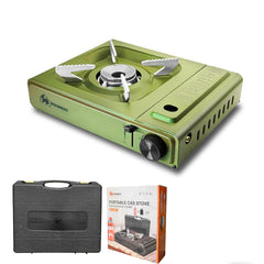 BISONBERG Stainless Steel Camp Gas Stove with Carrying Case for Camping Hiking Portable -Green Color image 0