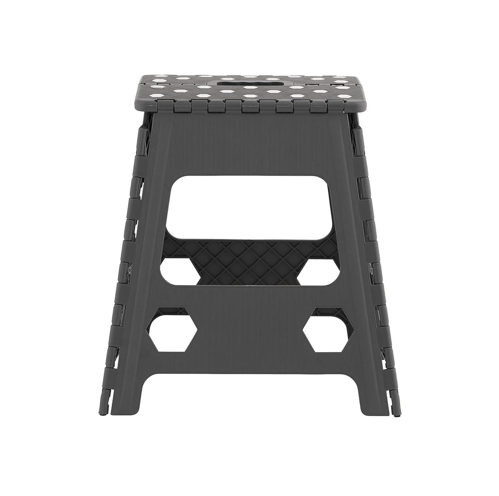 Folding Grey Step Stool 15-Inch Height with Anti-Slip Dots for Added Safety (Grey) image 0