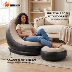 Inflatable Lounge Chair with Ottoman – Comfortable Portable Air Sofa image 1