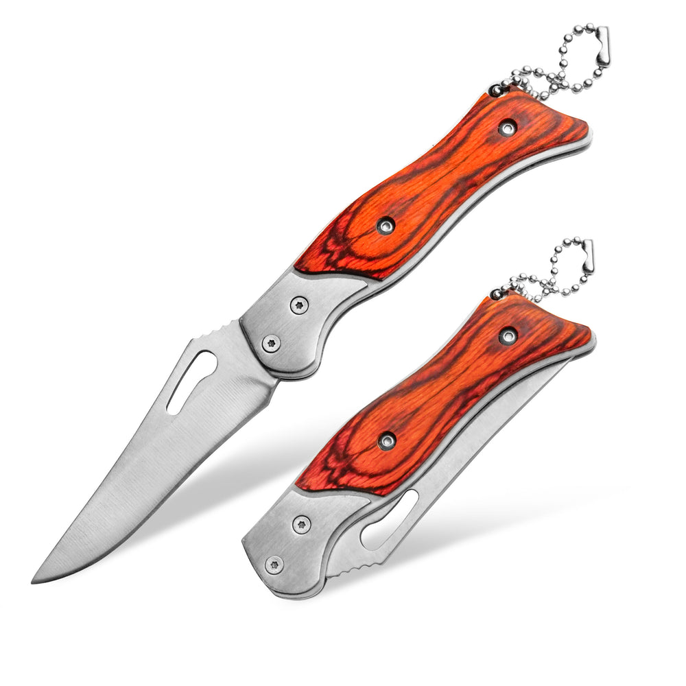 Bisonberg Premium Folding Pocket Knife with Stainless Steel Blade and Polished Wooden Handle – Compact EDC Tool with Keychain Loop image 0