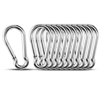 Small Carabiner Clip Hooks, 10pcs 1.57 inch Carabiners Heavy Duty, 304 Stainless Steel Spring Snap Hook Fits Camping Hiking, Metal Clips for Rope Chain Keychain Keys Rings image 0