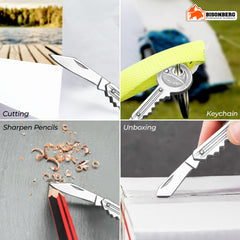 Key Pocket Knife, Stainless Steel Mini Cutter Tool for Unpacking, Camping, Multipurpose Use image 3