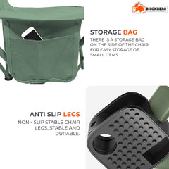 BISONBERG Outdoor Folding Camping Chair - Portable Foldable Nylon Base Fabric, Camping, Fishing, Hiking, Travel, Picnic, Beach - Square Shape Pack of 1 image 3