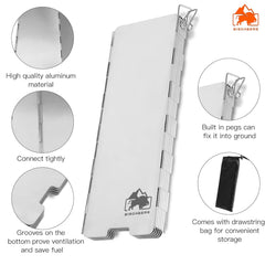 8 Plates Camp Stove Windshield, Folding Wind protection Aluminum Lightweight Compact Camping Burner Stove Windscreen with Carry Bag image 2
