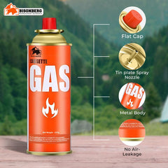 BisonBerg Ultra-Light Folding Camping Butane Gas Stove Burner with 4 Butane Cartridge, Aluminium image 1
