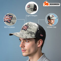 Bisonberg Digital Camo Union Jack Trucker Cap Military-Inspired Style with Patriotic Edge image 1