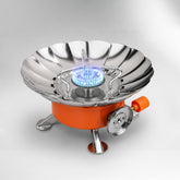 Camping Gas Stove Lightweight Folding Furnace Outdoor Metal Camping Stove For Picnic Cooking Gas Burners Folding Stove With Storage Bag - Stainless Steel A3