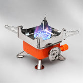 BISONBERG Camping Gas Stove Lightweight Folding Furnace Outdoor Metal Camping Stove For Picnic Cooking Gas Burners Folding Stove With Storage Bag - Stainless Steel A4