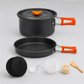 BISONBERG 8 Pcs Camping Cookware Set, Mess Kit, Camping Accessories for Outdoor, Camping Utensils with Carry Bag, Camping Bowl Pot Pan Set - Nonstick Aluminum - for 2 People