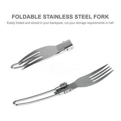 3-Piece Folding Cutlery Set, Stainless Steel Fork, Spoon & Butter Knife, Perfect for Eco-Friendly Trekking, Hiking & Camping, Includes Nylon Pouch for Convenien image 2