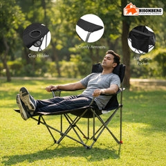 Reclining Camping Chair with Footrest – Portable Outdoor Lounge Seat image 3