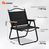 Foldable Camping Chair – Portable Outdoor Chair with Wooden Armrests image 1