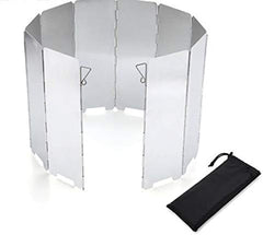 8 Plates Camp Stove Windshield, Folding Wind protection Aluminum Lightweight Compact Camping Burner Stove Windscreen with Carry Bag image 0