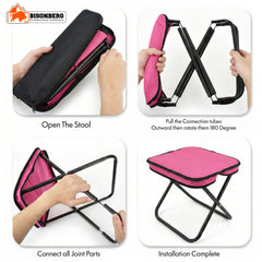 BISONBERG Portable Folding Camping Stool with Carry Case – Lightweight Compact Travel Seat for Camping, Hiking, Fishing & Outdoor Use image 2