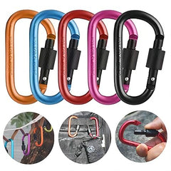 Sunkizzrs® Aluminium Carabiner (Pack of 5) Snap Hook Ring Clip - Hooks Keychain - Hook Keyring - Key Hooks for Keychain with Screw Locking (Multi-Colour) image 0