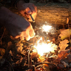 Spark Fire Starter, Thick Bushcraft Survival Firesteel Rod with Flint Striker Ruler Serrated Striker Rapid Camp Fire Maker Kit Serrated Edge with Bottle Opener image 2