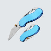 Mini Folding Utility Knife with Carabiner Clip – Compact Pocket Cutter with Stainless Steel Blade for Outdoor, Camping, and Everyday Use – Safety Lock, Lightweight, Blue"
