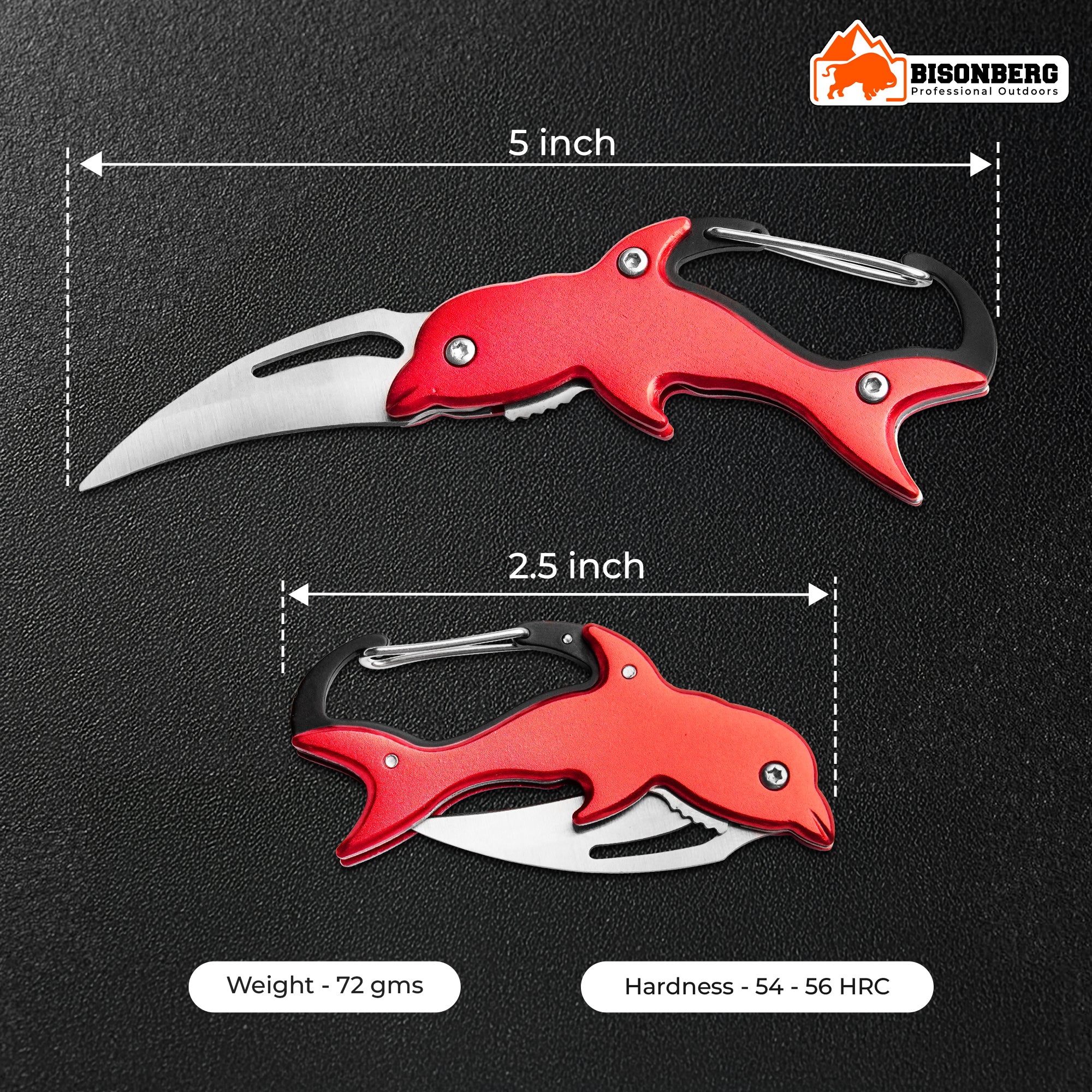 Bisonberg Dolphin Shape Folding Pocket Knife with Carabiner Clip – Mini Stainless Steel Utility Knife for Outdoor, Camping, Fishing, and Everyday Carry – Lightweight and Portable image 1