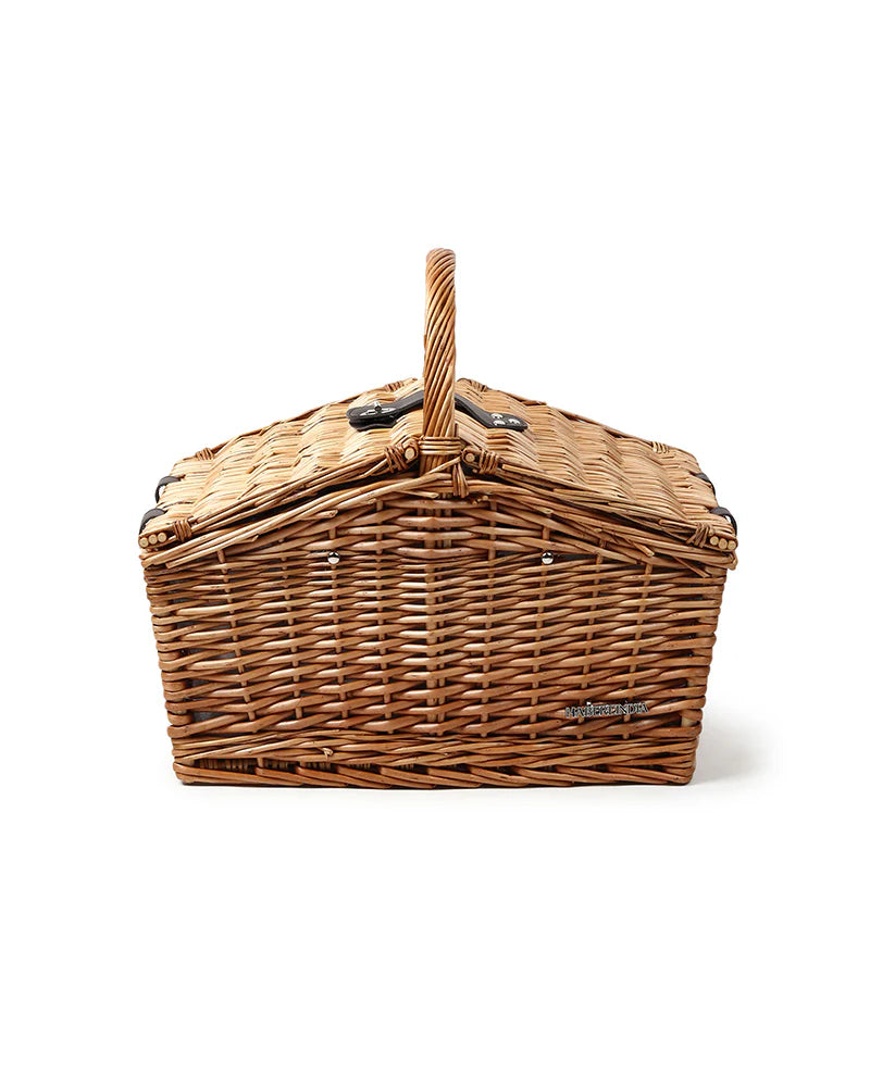 Handwoven Wicker Picnic Basket with Lid & Carry Handle | Rustic Storage & Outdoor Camping Basket image 1