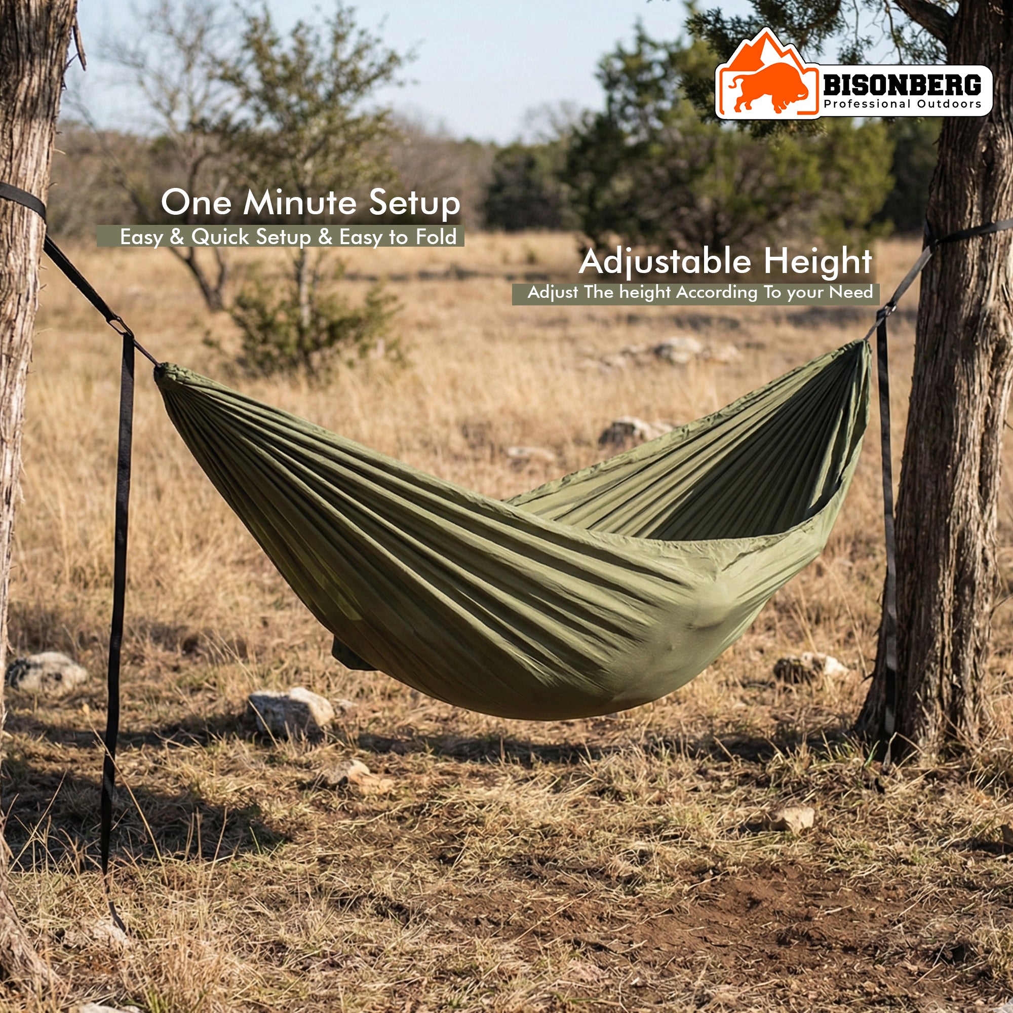 Outdoor Camping Hammock with Straps & Carabiners – Portable Lightweight Hammock image 2