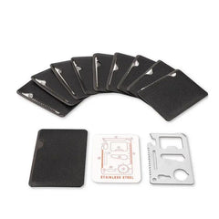 Stainless Steel Credit Card Survival Tool - 11 In One Multipurpose Beer Bottle Opener Portable Wallet Size Ultimate Pocket Multitool image 1