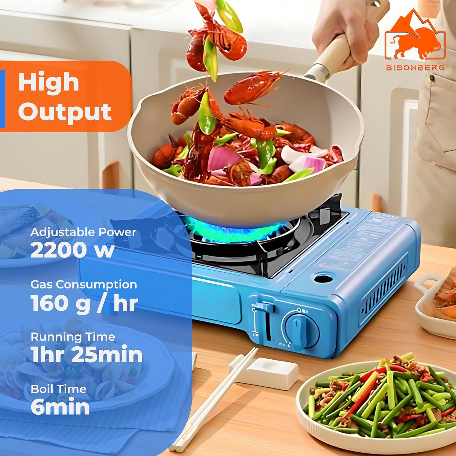 Alloy Steel Camping Portable Open Gas Stove Use Butane Gas Can As Chulha For Outdoor Travel Stove,Tracking (Blue) (Stove With Case) image 2