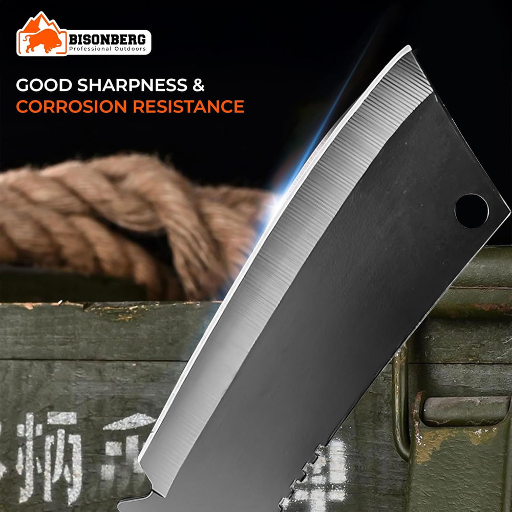 BISONBERG Kitchen Utility Knife, Meat Knife Manual, Portable for Home and Outdoor Cooking, Black image 3