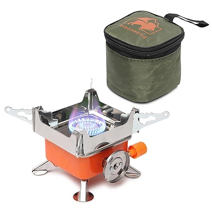 BISONBERG Camping Gas Stove Lightweight Folding Furnace Outdoor Metal Camping Stove For Picnic Cooking Gas Burners Folding Stove With Storage Bag - Stainless Steel A4 image 0