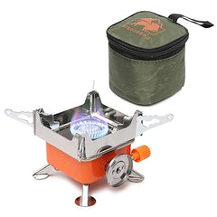BISONBERG Camping Gas Stove Lightweight Folding Furnace Outdoor Metal Camping Stove For Picnic Cooking Gas Burners Folding Stove With Storage Bag - Stainless Steel A4 image 0