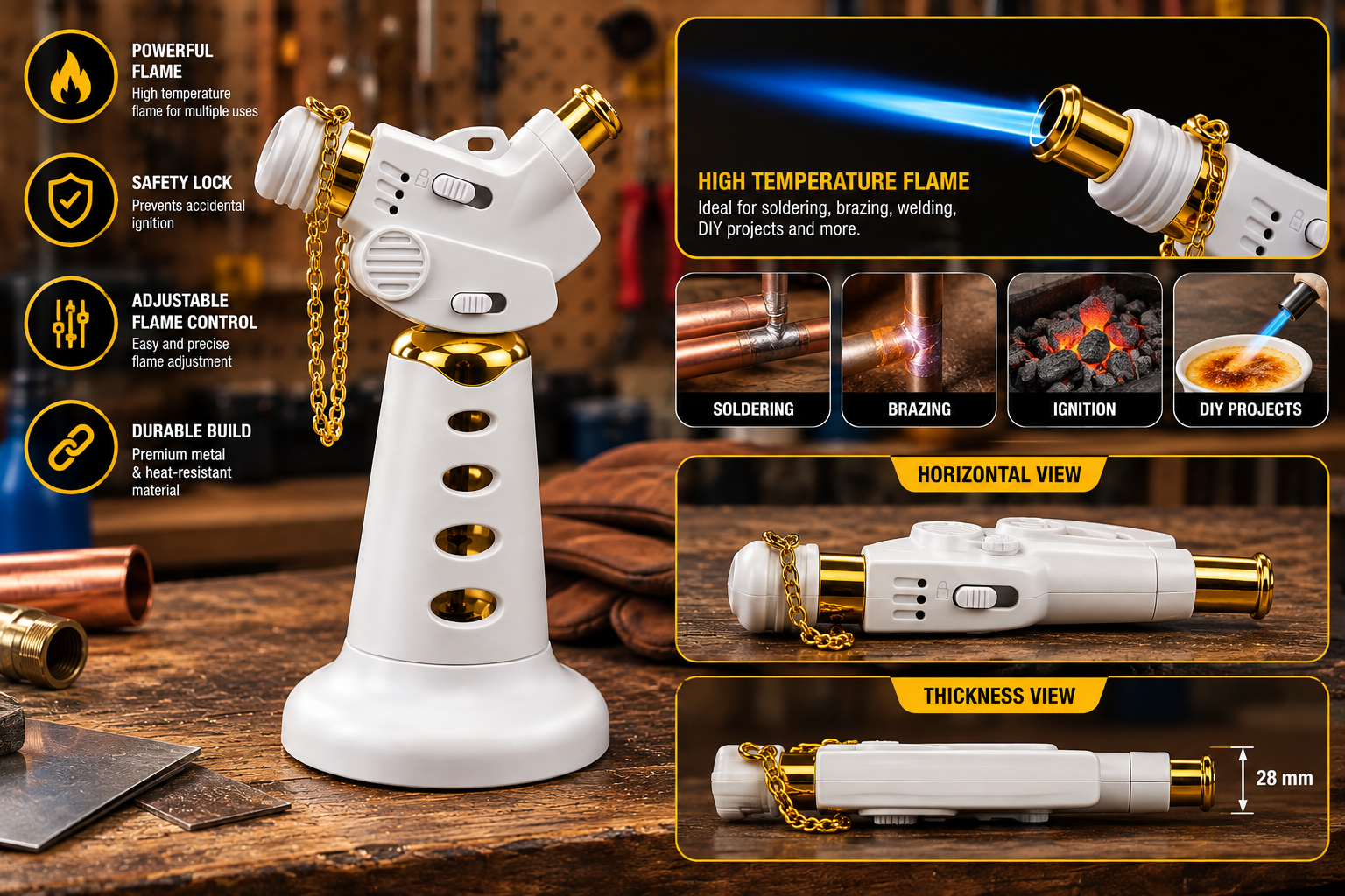 Bisonberg|Portable Mini- Butane Gas Torch ya Camping Blow Torch