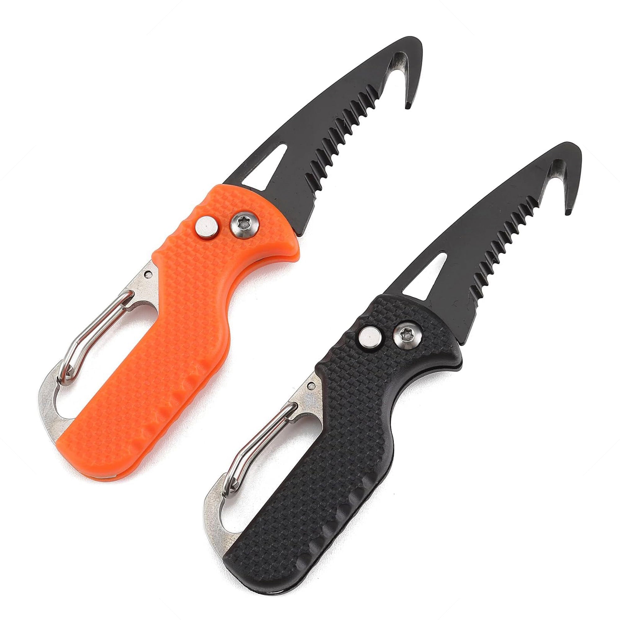 BISONBERG 2 Pack Mini Folding Keychain Knife with Box - Portable Rescue Knife, Orange and Black, 4.3 Inch image 0