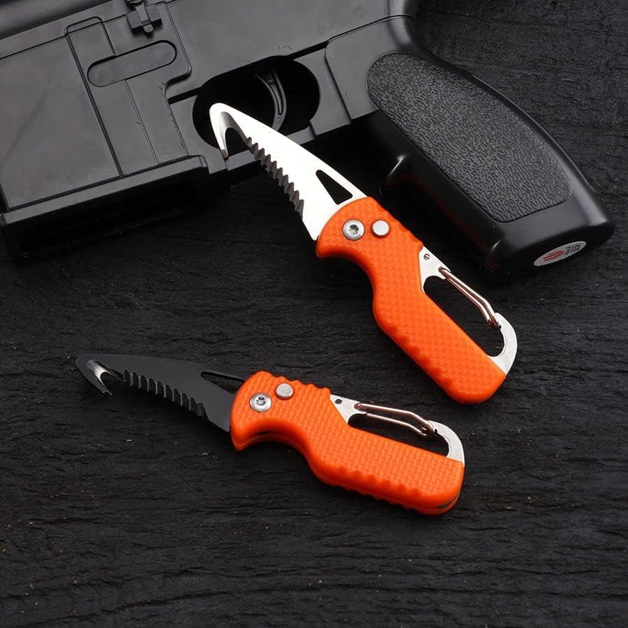 BISONBERG 2 Pack Mini Folding Keychain Knife with Box - Portable Rescue Knife, Orange and Black, 4.3 Inch image 2