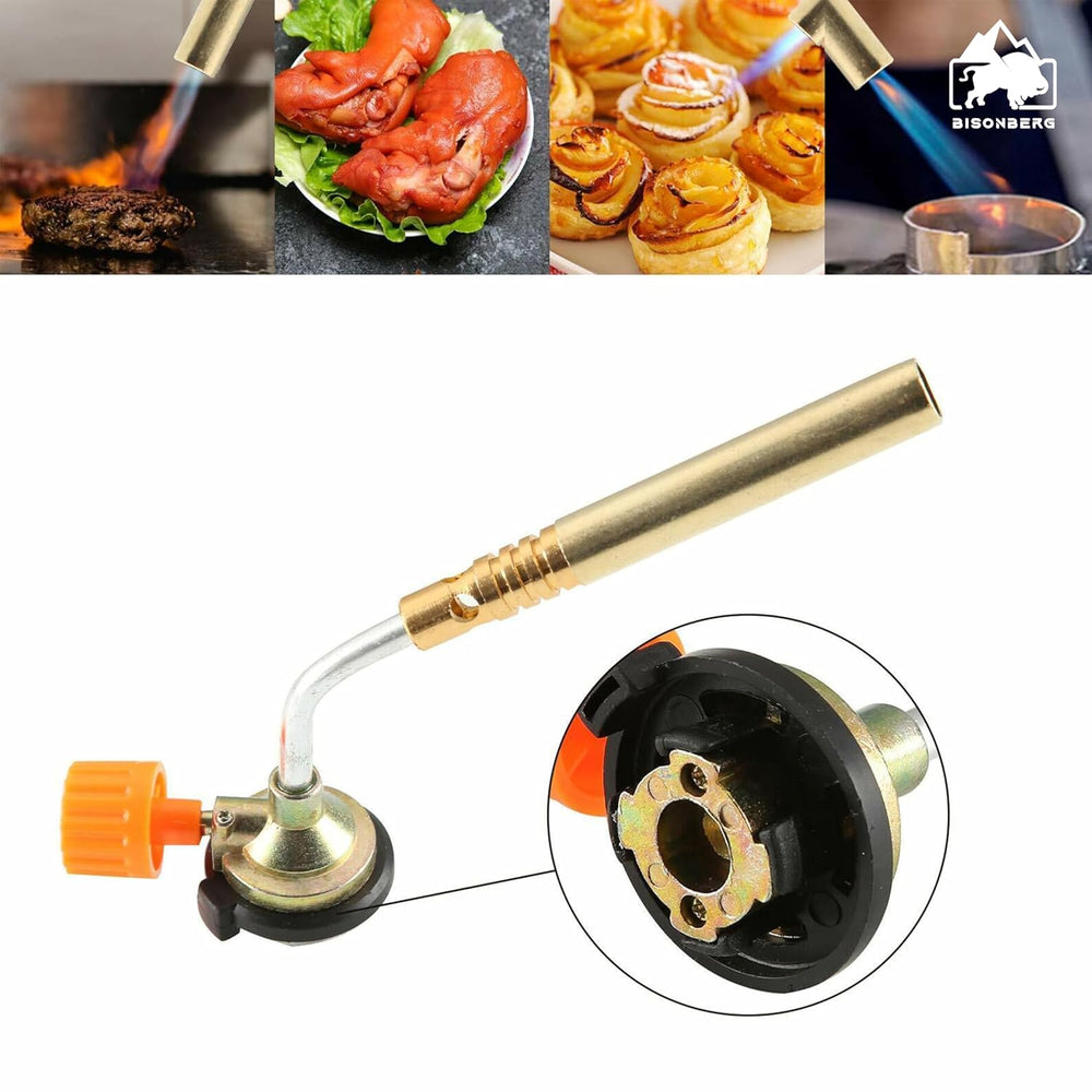 Generic Manual BBQ Blowtorch Cooking Soldering Butane Gas Torch Flame Full Copper Double Tube Ignition High Temperature Spray Gun image 5