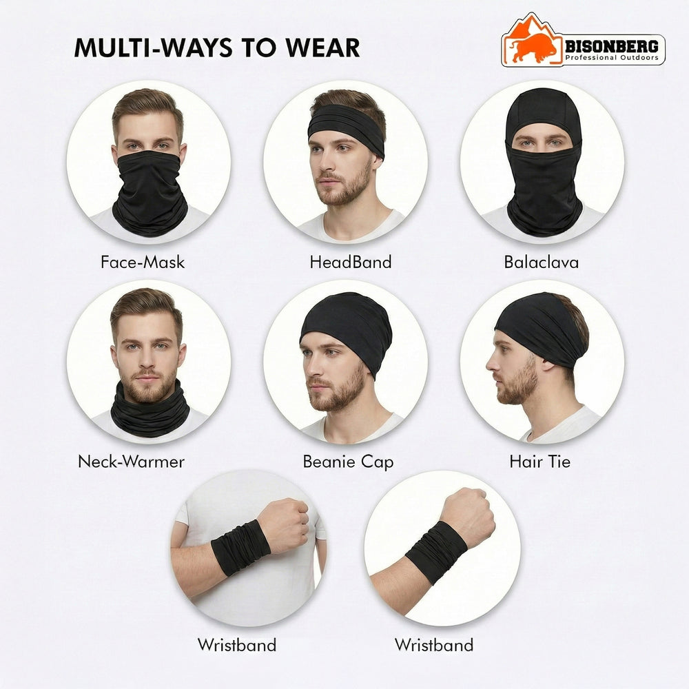 Black Neck Gaiter (Bandana) – Multifunctional Outdoor Face & Head Wrap image 6