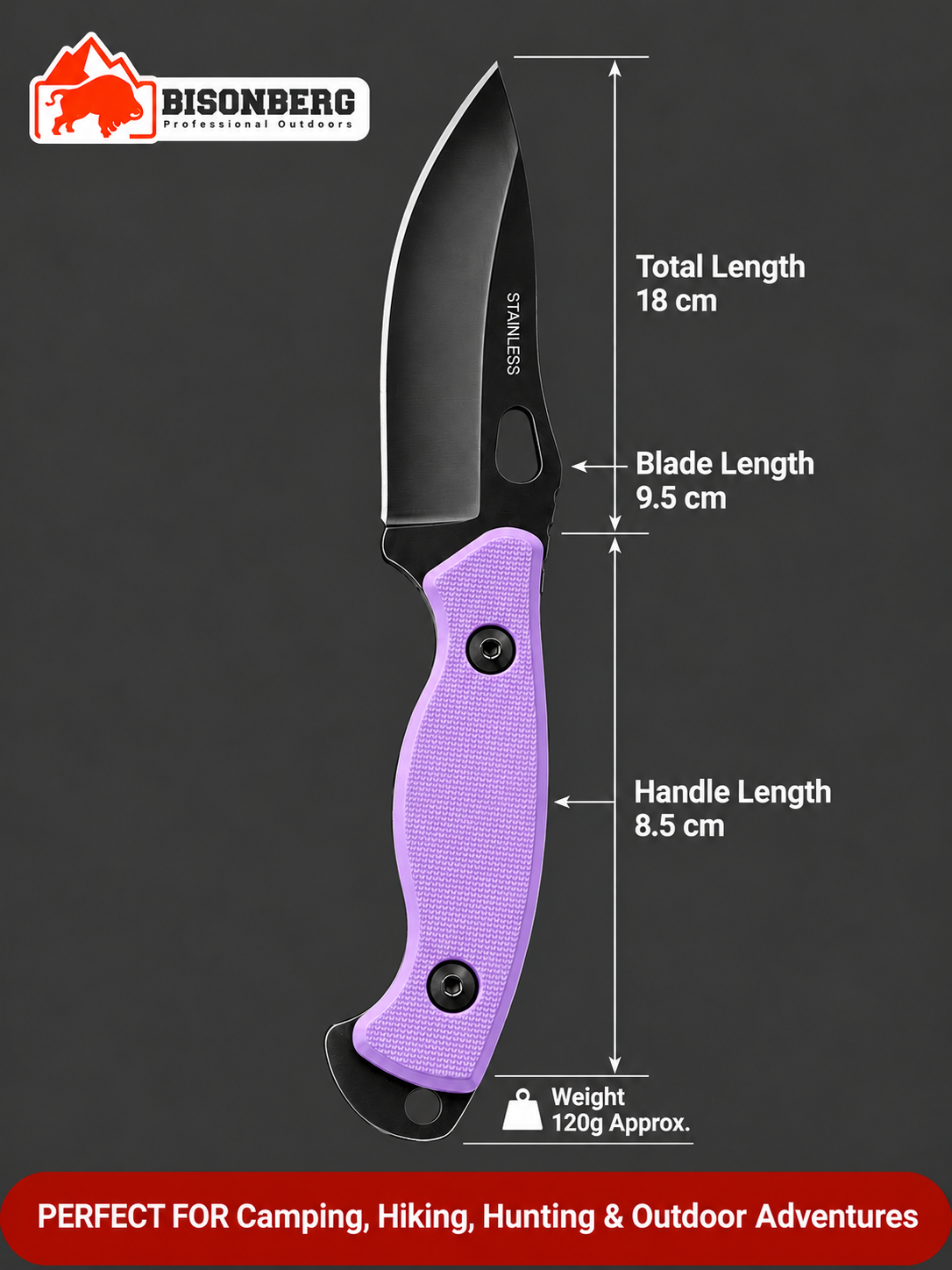 Bisonberg l  Compact Refurbished  Fixed Blade Knife  | Outdoor Camping & Survival Knife