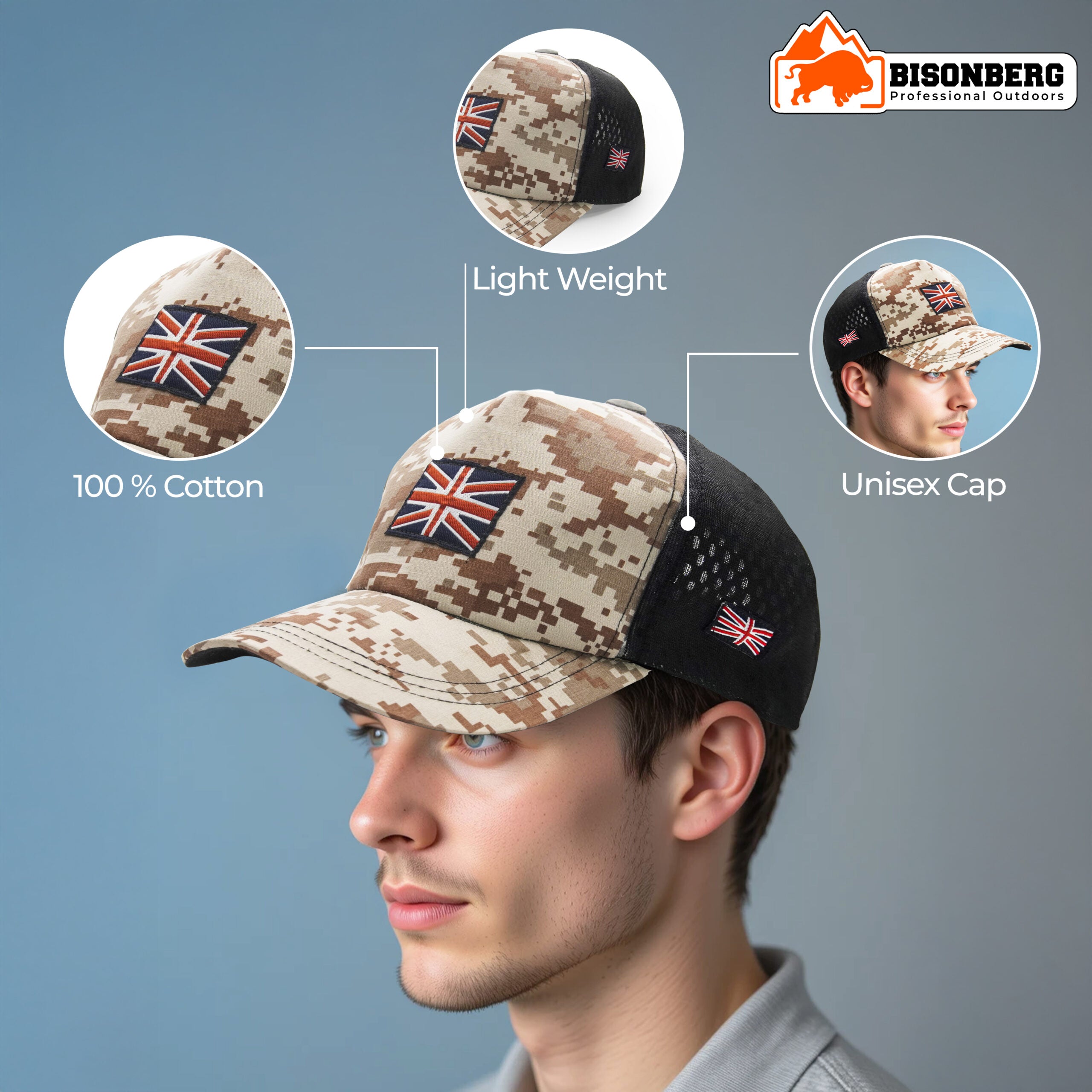 Bisonberg Digital Army Print Trucker Cap Military-Inspired Style with Patriotic Edge image 1