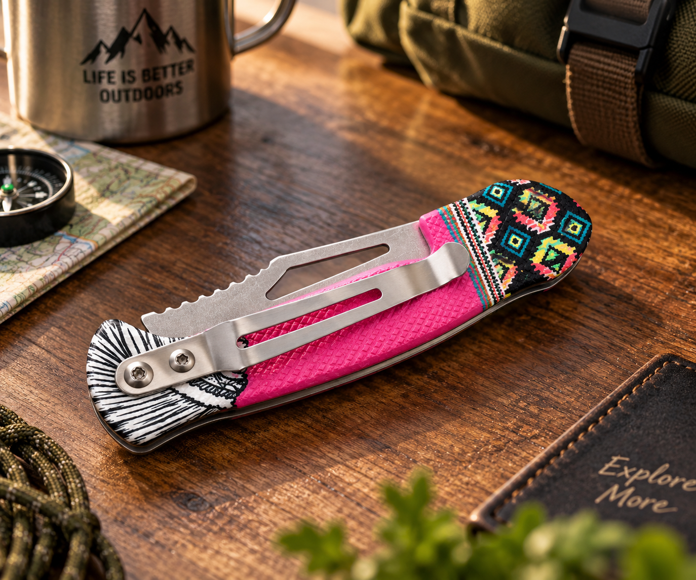 Bisonberg| Premium Folding Pocket Knife with Pocket Clip, Outdoor & Camping Knife