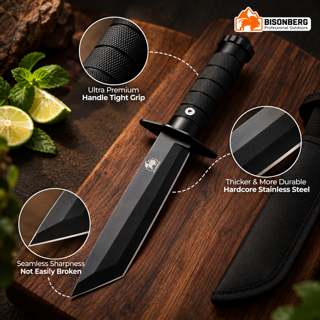 BISONBERG Kitchen Knife/Utility Knives for Kitchen Home & Office Use Ideal for Portable, Travel - Black (Manual) with Mini cooling towel